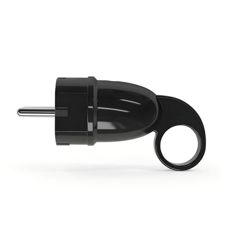 Fiche mâle Schuko avec anneau extracteur — Noir