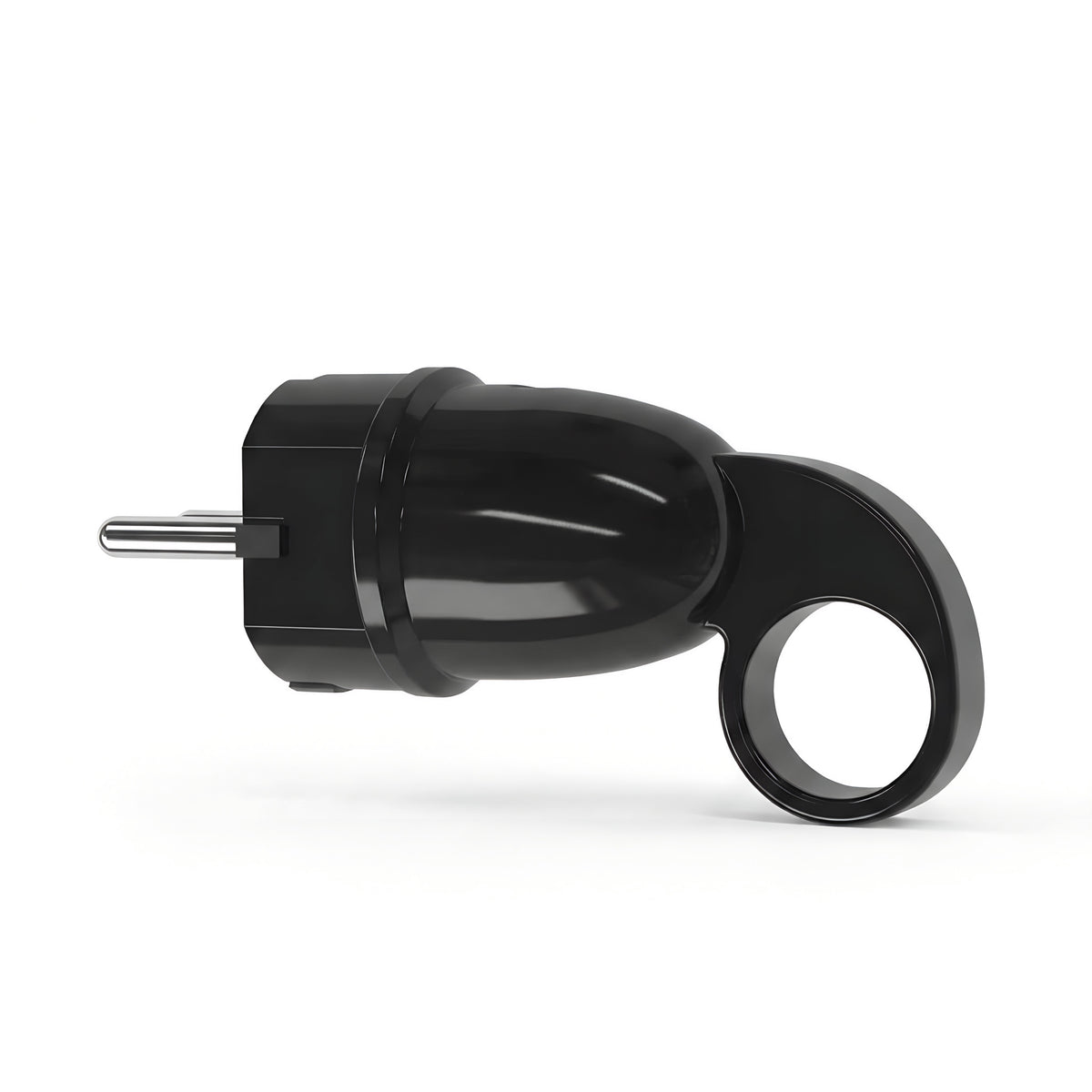 Fiche mâle Schuko avec anneau extracteur — Noir