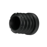 Insert plastique noir pour raccord femelle 1/2″ 15x21, vue de dessous : corps creux et ailettes