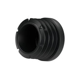 Insert plastique noir pour raccord femelle 1″ 26x34, vue de dessous : corps creux et ailettes