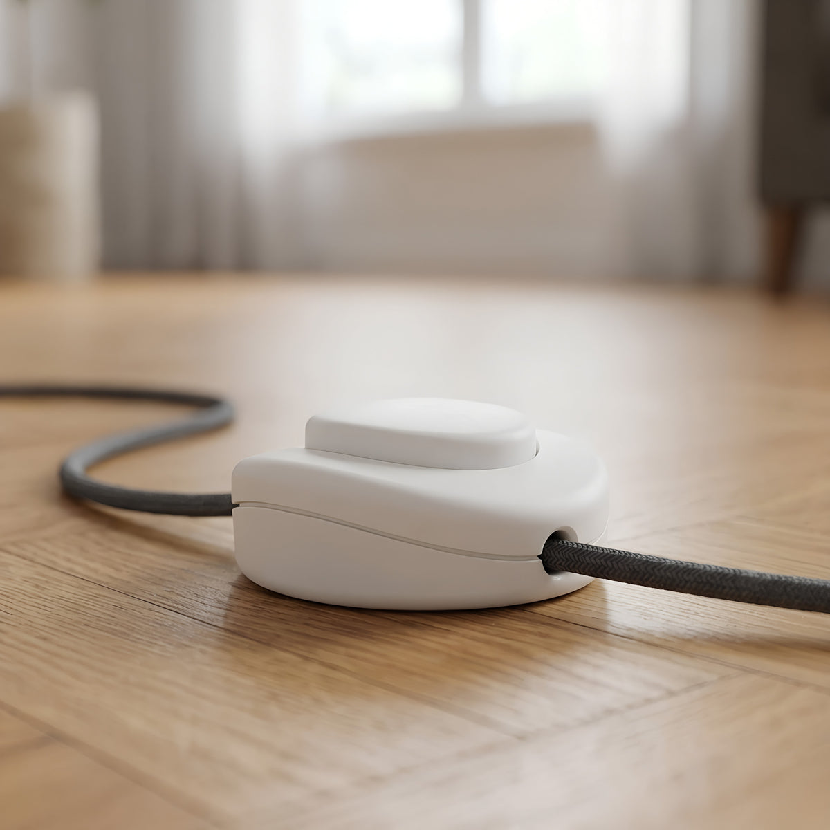 Interrupteur à pied unipolaire rond pour lampadaire — Blanc