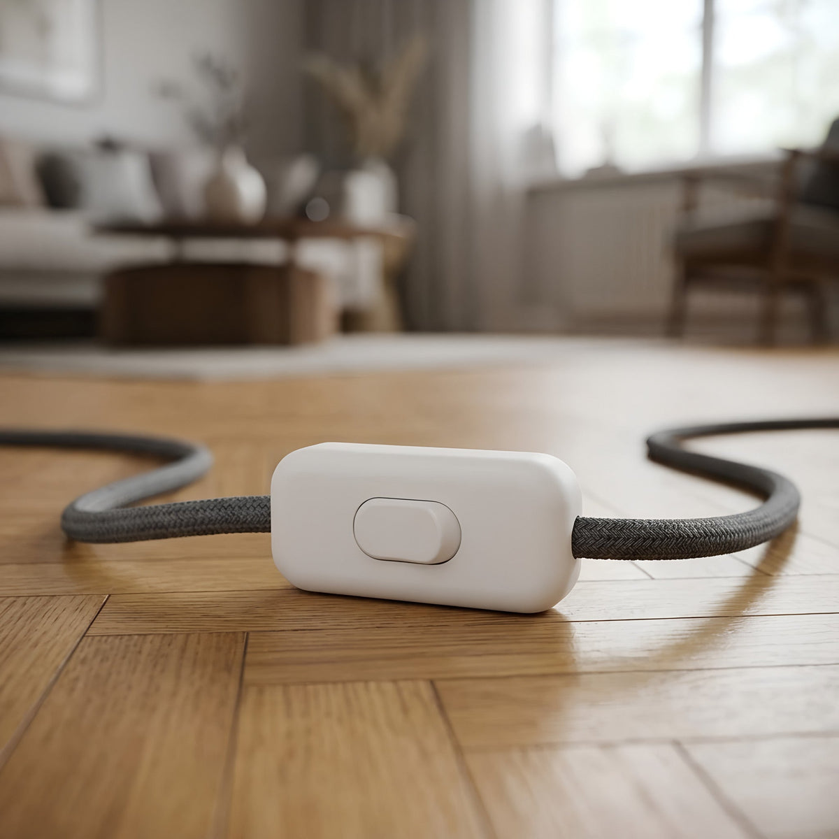 Interrupteur bipolaire à bascule pour fil de lampe — Blanc