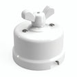 Interrupteur va-et-vient en porcelaine à écrou papillon — Blanc / Blanc