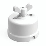 Interrupteur va-et-vient en porcelaine à écrou papillon — Blanc / Blanc