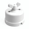 Interrupteur va-et-vient en porcelaine à écrou papillon — Blanc / Blanc