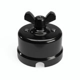 Interrupteur va-et-vient en porcelaine à écrou papillon — Noir / Noir