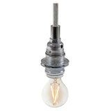 Douille E14 en métal avec double bague pour abat-jour — Cylindrique métal / Argent
