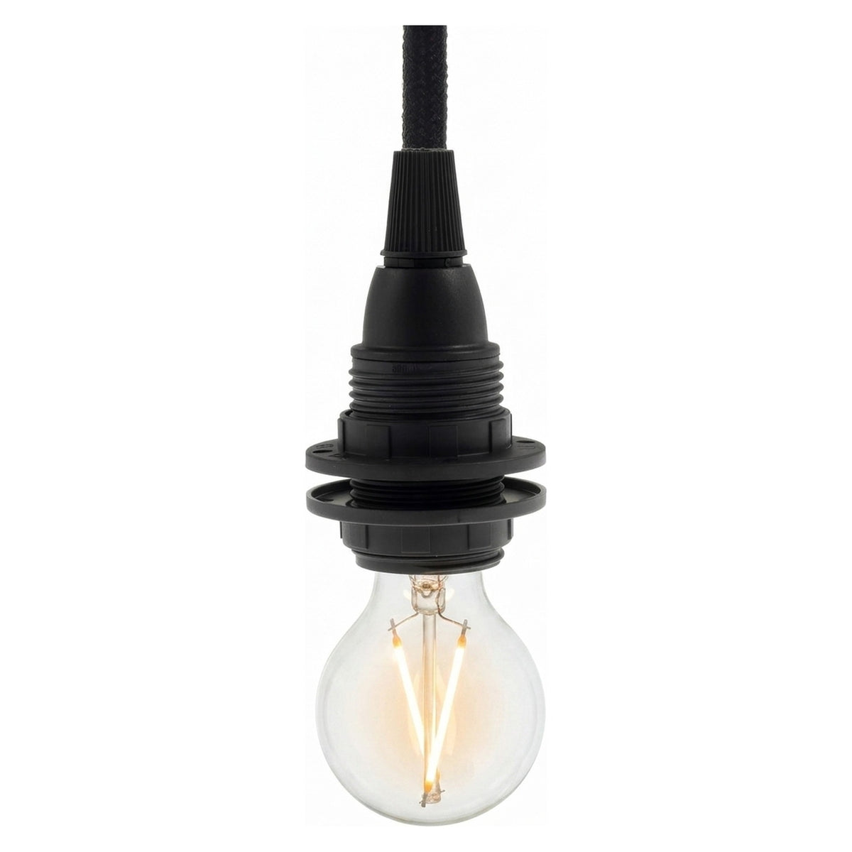 Douille E14 en thermoplastique avec double bague — Noir