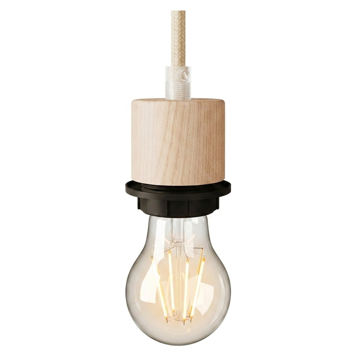 Douille E27 filetée cylindrique en bois pour abat-jour