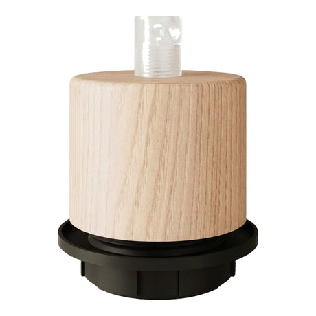 Douille E27 filetée cylindrique en bois pour abat-jour