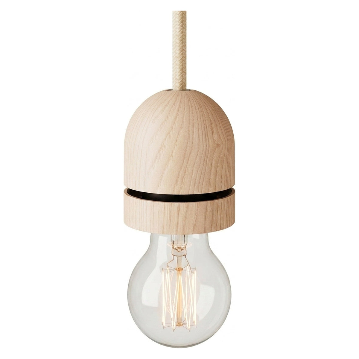 Douille E27 filetée semi-sphérique en bois pour abat-jour