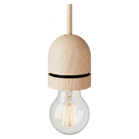 Douille E27 filetée semi-sphérique en bois pour abat-jour