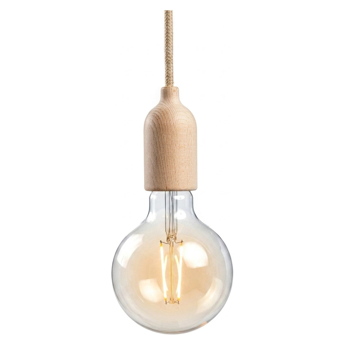 Douille E27 en bois avec serre-câble caché — Neutre