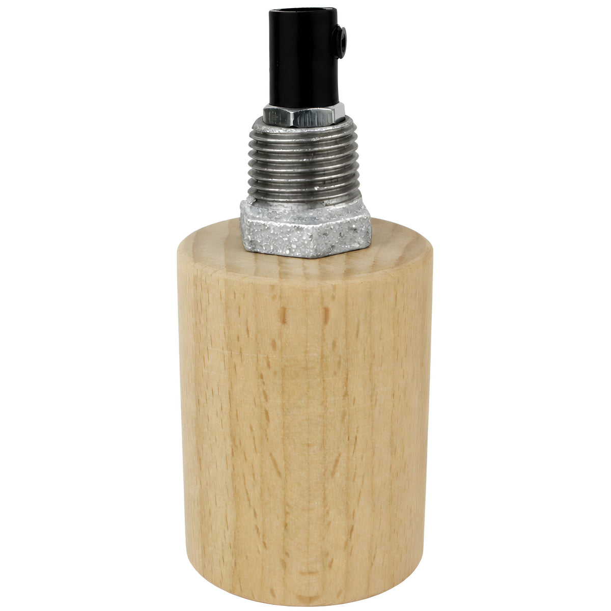 Kit douille E27 bois naturel sur raccord 1/2'' (15x21mm) mâle en fonte galvanisée