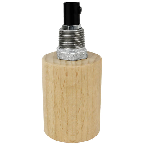 Kit douille E27 bois naturel sur raccord 1/2'' (15x21mm) mâle en fonte galvanisée