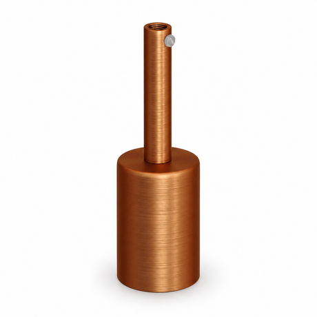 Kit douille E27 cylindrique en métal — serre-câble 7 cm — finition cuivre satiné — vue 1
