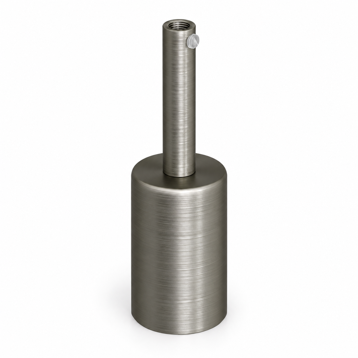 Kit douille E27 cylindrique en métal — serre-câble 7 cm — finition titane satiné — vue 1