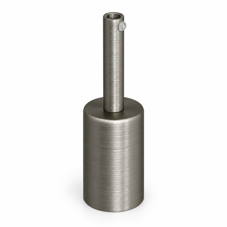 Kit douille E27 cylindrique en métal — serre-câble 7 cm — finition titane satiné — vue 1