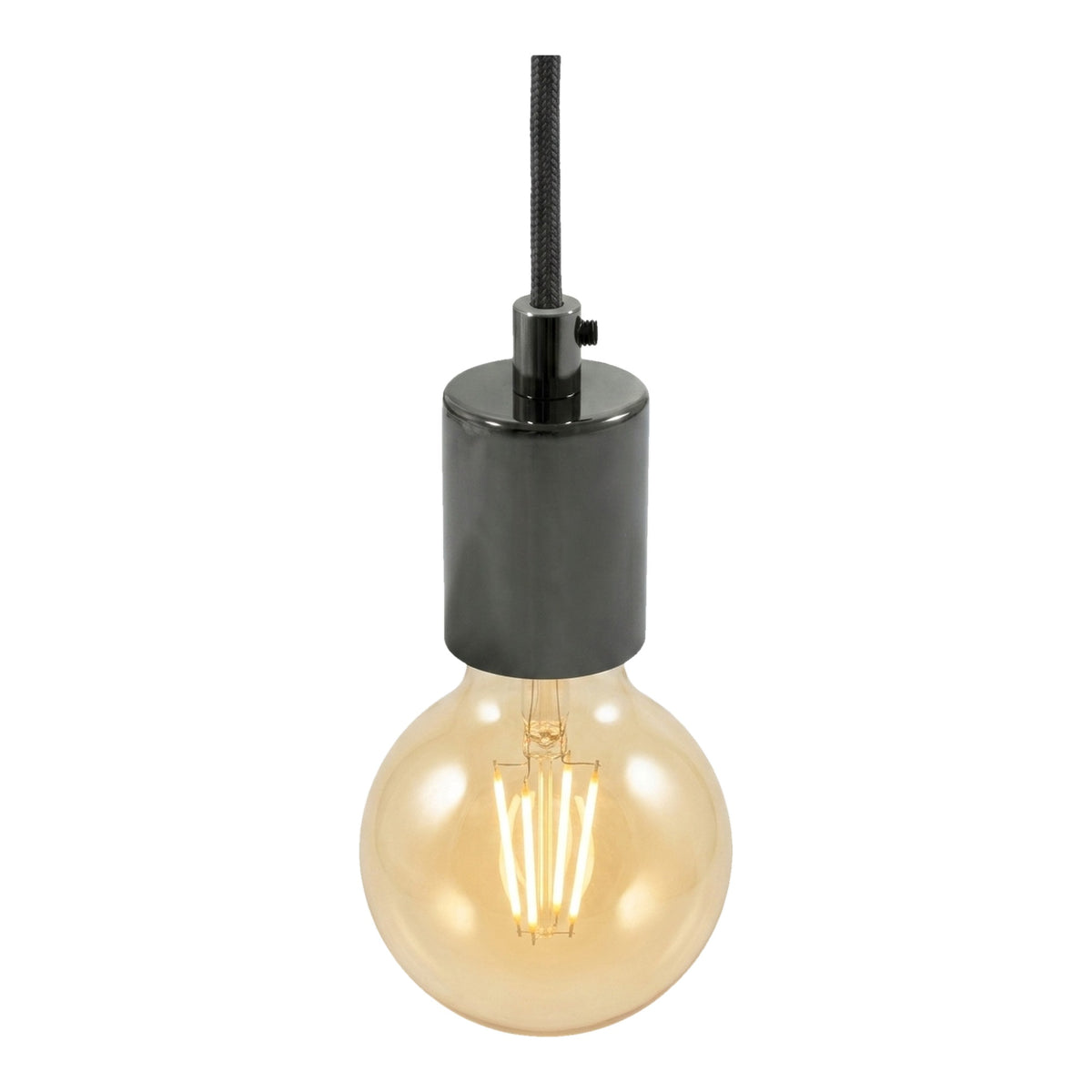 Douille E27 cylindrique en métal — Cylindrique métal / Perle noire