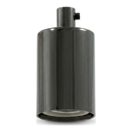 Douille E27 cylindrique en métal — Cylindrique métal / Perle noire