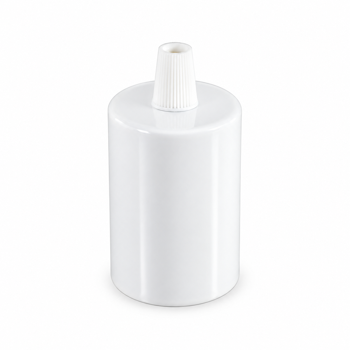 Kit douille E27 cylindrique en métal — serre-câble conique en plastique — blanc brillant — vue 1