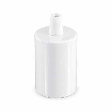 Kit douille E27 cylindrique en métal — serre-câble conique en plastique — blanc brillant — vue 1