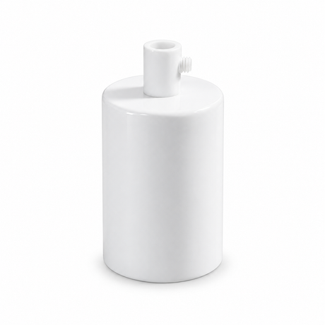 Kit douille E27 cylindrique en métal — serre-câble cylindrique — blanc brillant — vue 1