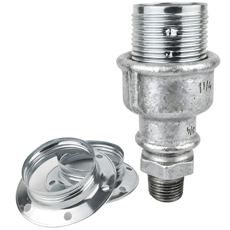 Kit douille E27 métal brillant argent sur raccord 1/2'' (15x21mm) mâle en fonte galvanisée