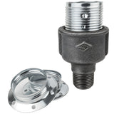 Kit douille E27 métal brillant argent sur raccord 1/2'' (15x21mm) mâle en fonte noire Eco
