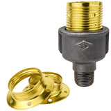Kit douille E27 métal brillant laiton sur raccord 1/2'' (15x21mm) mâle en fonte noire Eco