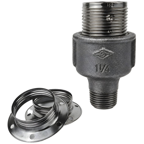 Kit douille E27 métal brillant noir sur raccord 1/2'' (15x21mm) mâle en fonte noire Eco