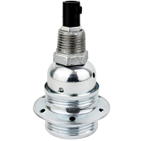Kit douille E27 métal brillant argent sur raccord 1/2'' (15x21mm) mâle en fonte galvanisée