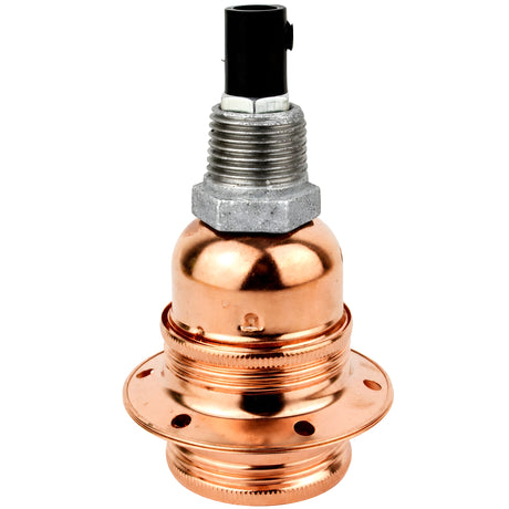 Kit douille E27 métal brillant cuivre sur raccord 1/2'' (15x21mm) mâle en fonte galvanisée