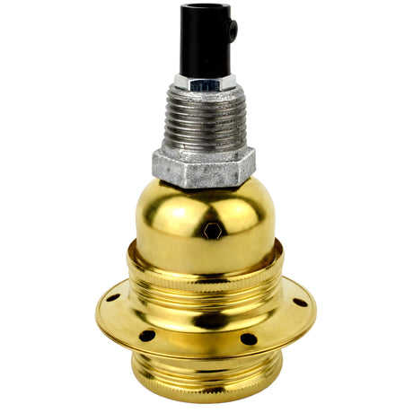 Kit douille E27 métal brillant laiton sur raccord 1/2'' (15x21mm) mâle en fonte galvanisée