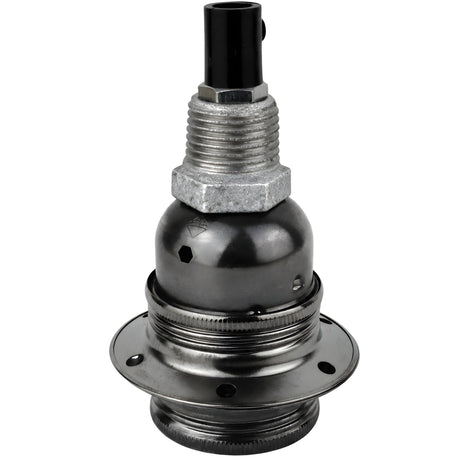 Kit douille E27 métal brillant noir sur raccord 1/2'' (15x21mm) mâle en fonte galvanisée
