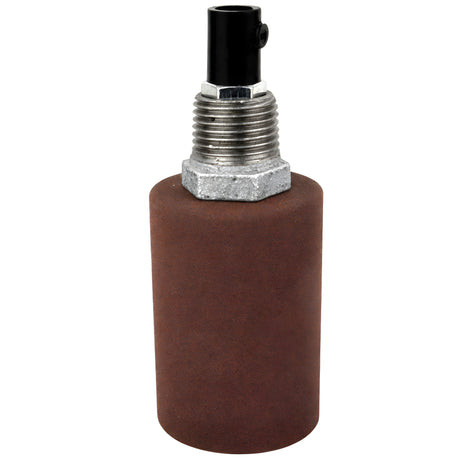Kit douille E27 métal lisse rouille sur raccord 1/2'' (15x21mm) mâle en fonte galvanisée