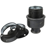 Kit douille E27 métal mat gris sur raccord 1/2'' (15x21mm) femelle en fonte noire Eco