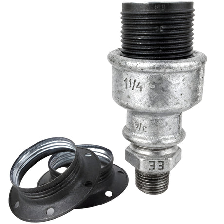 Kit douille E27 métal mat gris sur raccord 1/2'' (15x21mm) mâle en fonte galvanisée