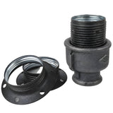 Kit douille E27 métal mat gris sur raccord femelle en fonte noire Eco
