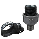 Kit douille E27 métal mat gris sur raccord mâle en fonte noire Eco