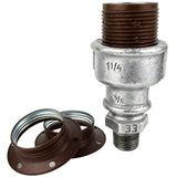 Kit douille E27 métal mat rouille sur raccord 1/2'' (15x21mm) mâle en fonte galvanisée