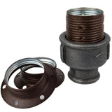 Kit douille E27 métal mat rouille sur raccord femelle en fonte noire Eco