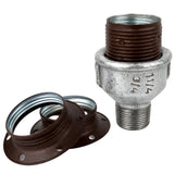 Kit douille E27 métal mat rouille sur raccord mâle en fonte galvanisée