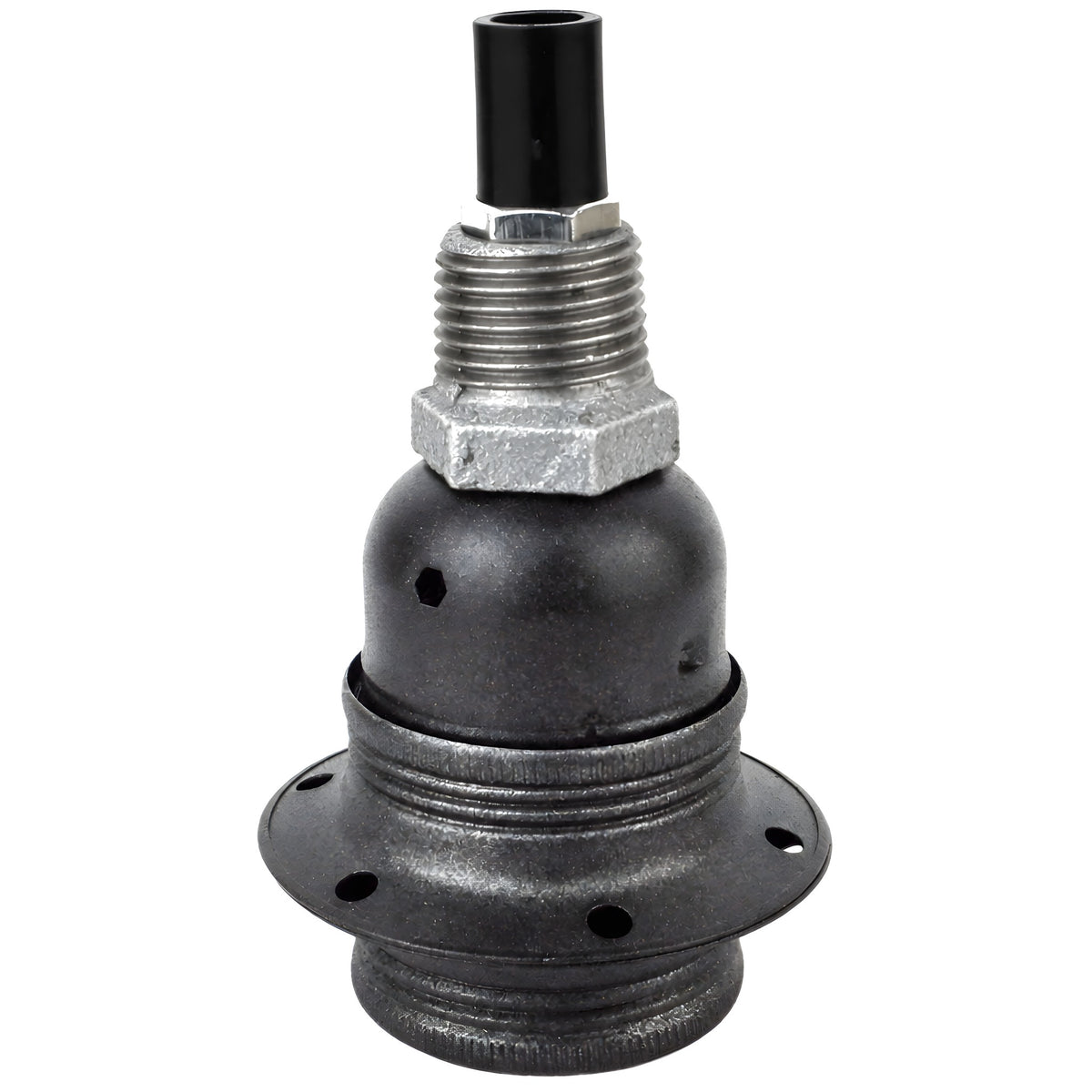 Kit douille E27 métal mat gris sur raccord 1/2'' (15x21mm) mâle en fonte galvanisée