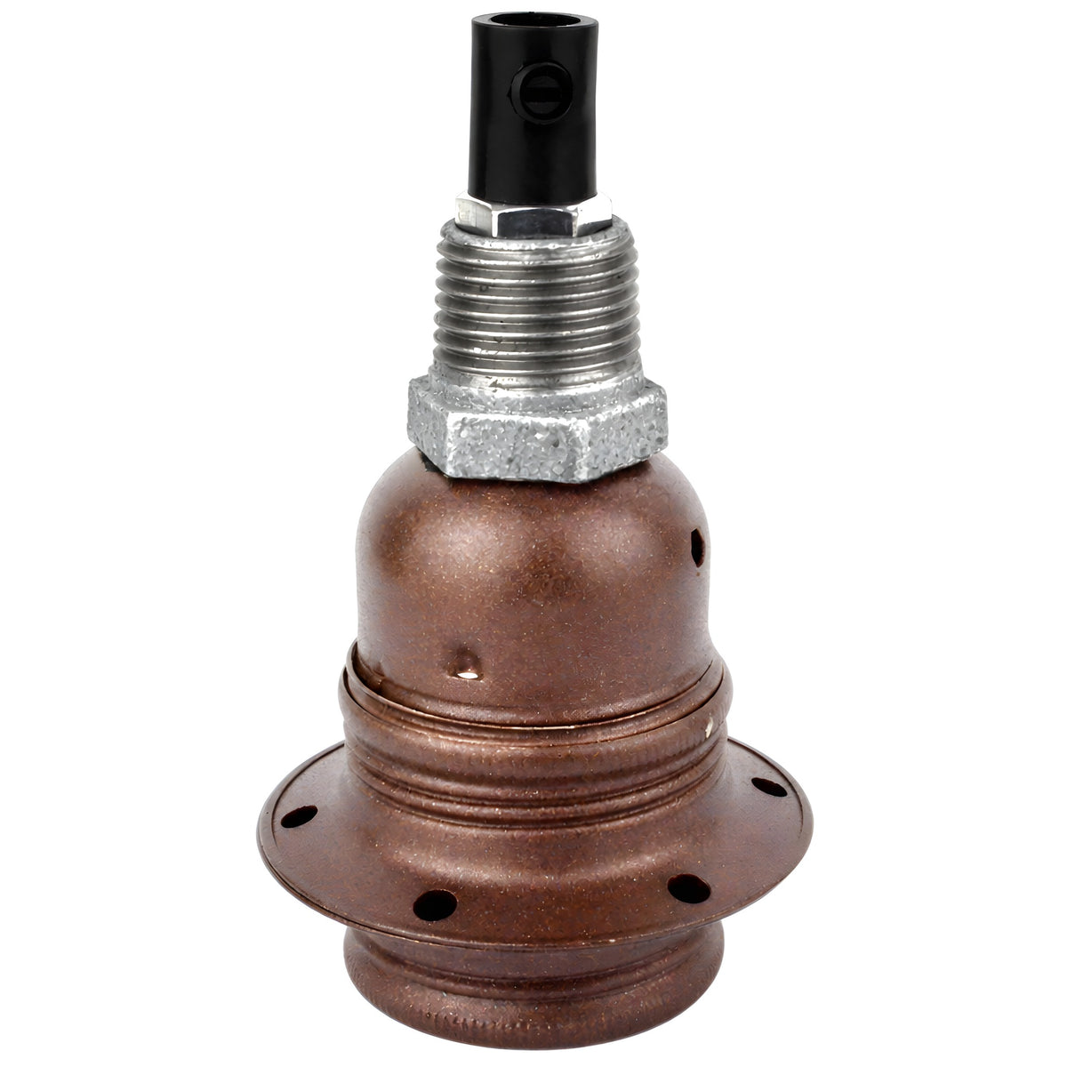 Kit douille E27 métal mat rouille sur raccord 1/2'' (15x21mm) mâle en fonte galvanisée