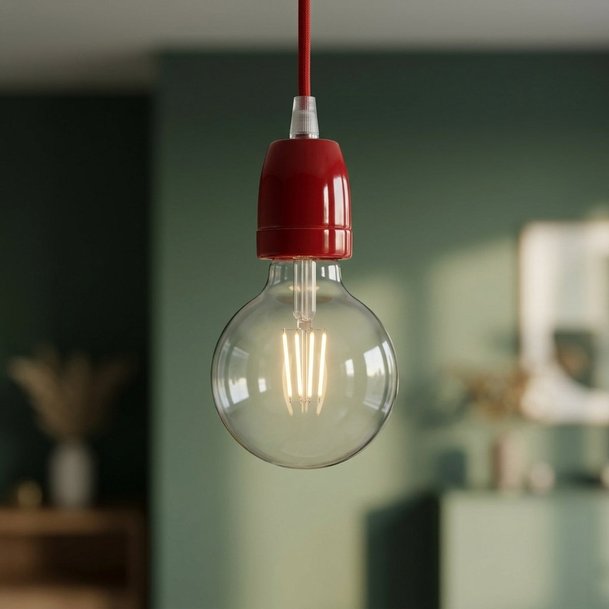 Douille E27 en porcelaine — Rouge