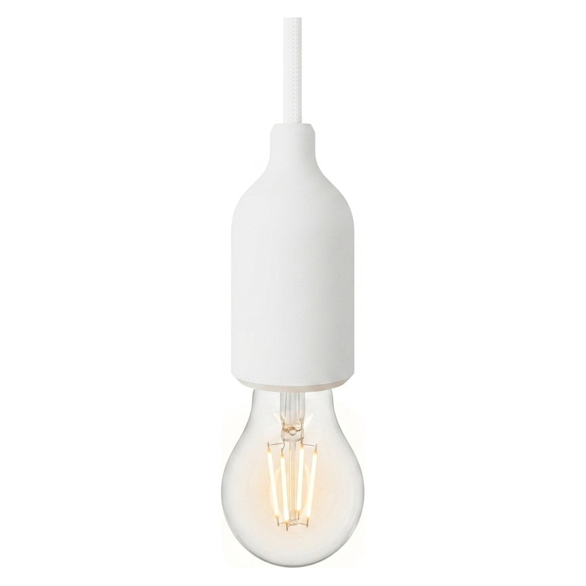 Douille E27 en silicone avec serre-câble dissimulé — Blanc