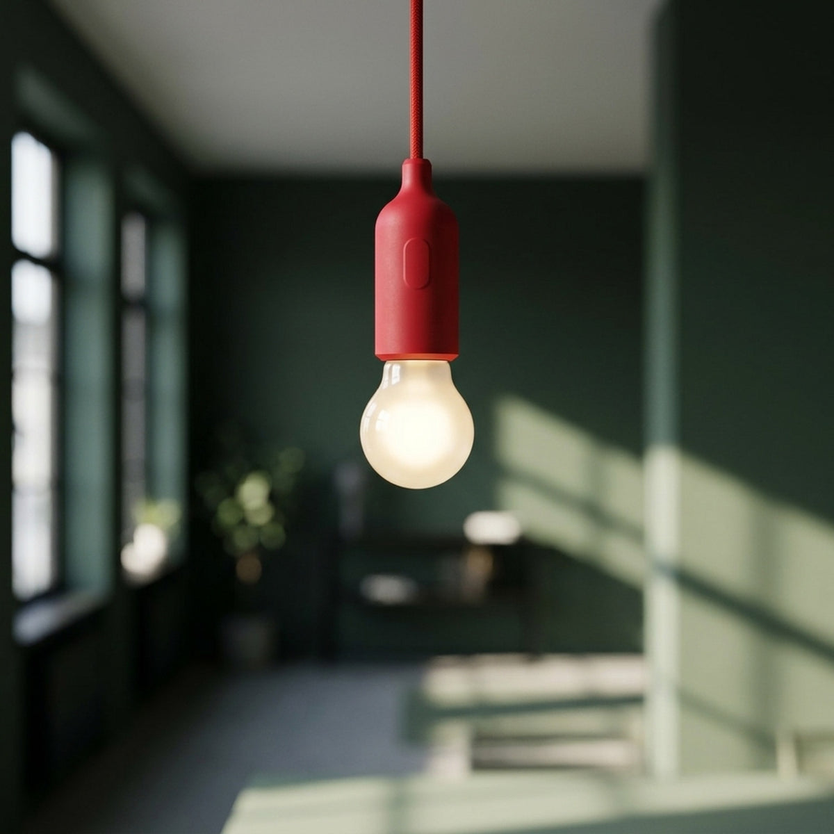 Douille E27 en silicone avec interrupteur — Rouge