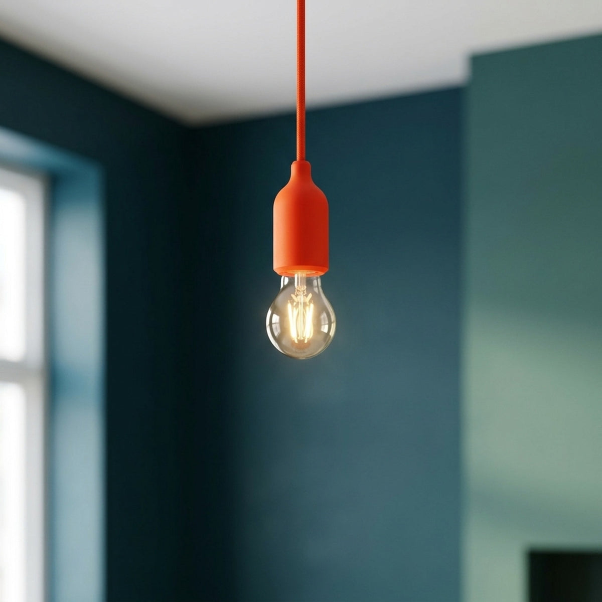 Douille E27 en silicone avec serre-câble dissimulé — Orange
