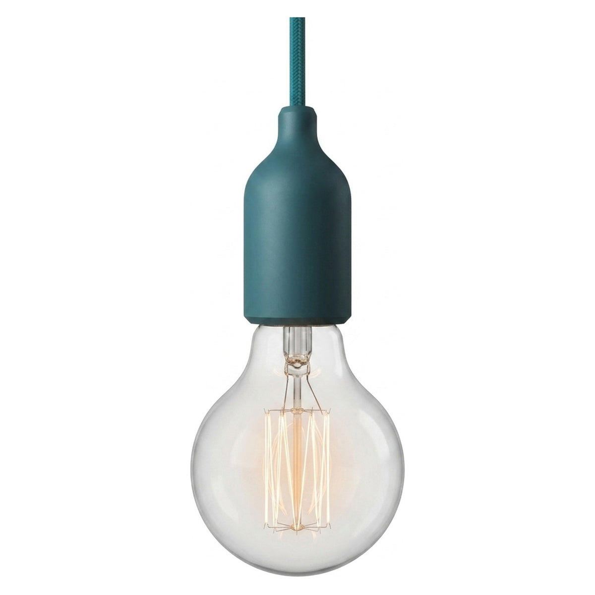Douille E27 en silicone avec serre-câble dissimulé — Bleu pétrole